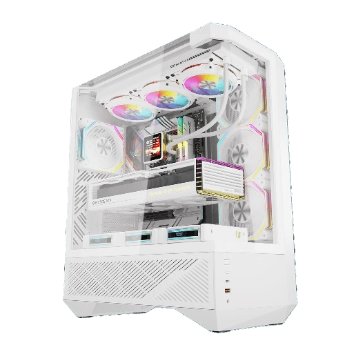 CASE - DARKFLASH DY460 ATX (w/ 1 NORMAL + 3 REVERSE FANS) (WHITE)
