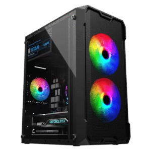 CASE - KEYTECH T100 W/PSU & 2 ARGB FANS mATX BLACK