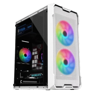 CASE - KEYTECH T100 W/PSU & 2 ARGB FANS mATX WHITE