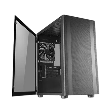 CASE - TECWARE FLATLINE 4PCS Non-LED FANS ATX BLACK