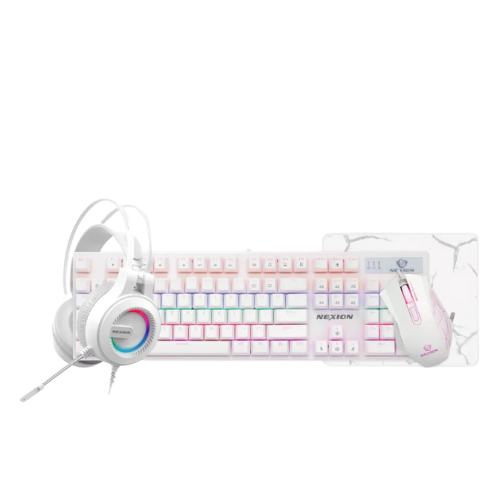 KEYBOARD + MOUSE + HEADSET + MSPAD - NEXION (4-IN-1) WHITE